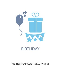 icono de línea de concepto de cumpleaños. Ilustración de elemento simple. diseño de símbolos de esquema de concepto de cumpleaños.