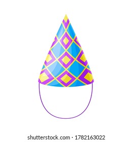 Birthday Cone Hat Isolated on White Background Vector Illustration