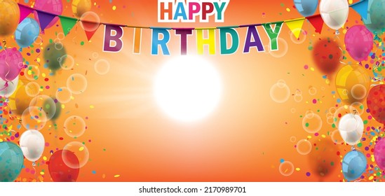 Birthday Confetti Balloons Sunbeam Orange Sky Header