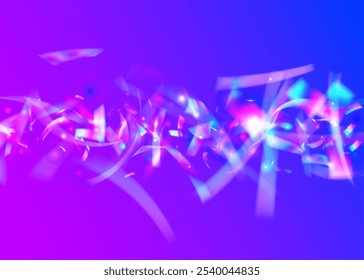 Confeti de cumpleaños. Fondo de explosión. Anuncio digital. Efecto de resplandor azul. Disco Glitter. Concepto de luz. Diseño sorpresa. Explosión holográfica de lámina. Confeti de cumpleaños púrpura
