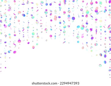 Birthday Confetti. Falling Effect. Modern Foil. Rainbow Background. Pink Disco Tinsel. Unicorn Art. Shiny Festival Decoration. Party Design. Purple Birthday Confetti
