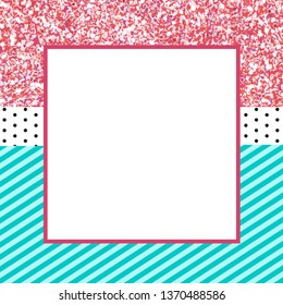 Birthday congratulation or invitation fashion girls party. cute photo frame in style lol doll surprise. Vector illustration.