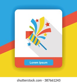 birthday cracker firework flat icon