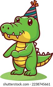 The birthday crocodile is very happy