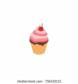 Birthday cup cake vector.