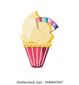 birthday cupcake bunting celebration isolated