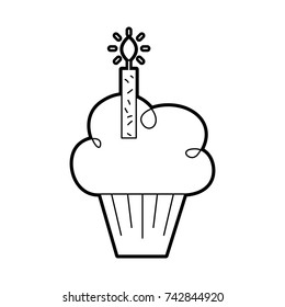 birthday cupcake burning candle celebration symbol