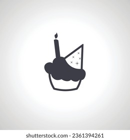 Birthday cupcake with candle icon