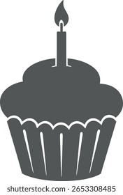 Birthday Cupcake with Candle Icon - Celebration Dessert