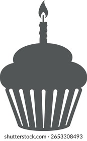 Birthday Cupcake with Candle Icon - Celebration Dessert