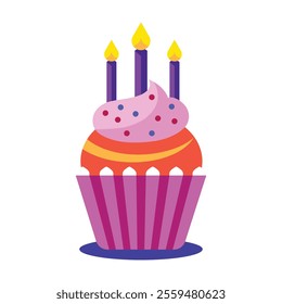 Birthday Cupcake with candle vector