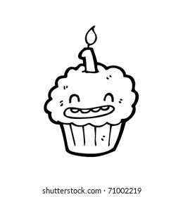 caricatura de cupcake de cumpleaños
