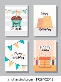 birthday cupcake decoration cards set