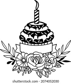 Torta de cumpleaños, torta con flor