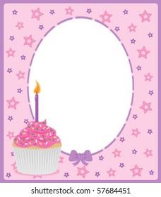 Birthday cupcake frame/sign with copy space.