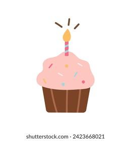 Birthday cupcake hand drawn style icon design
