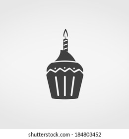 Birthday cupcake icon, vector eps10 illustration