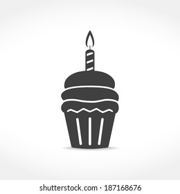 Birthday Cupcake Icon, Vector Eps10 Illustration