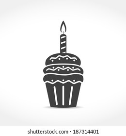 Birthday cupcake icon, vector eps10 illustration