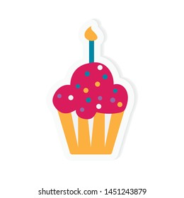 birthday cupcake icon- vector illustration