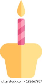 Birthday cupcake, illustration, vector on white background.