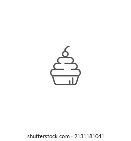 birthday cupcake minimalist icon isolated white background