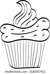 Birthday Cupcake Outline. Easy to print food coloring page. 