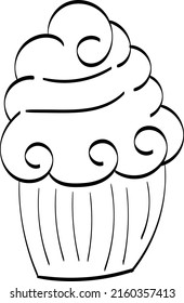 Birthday Cupcake Outline. Easy to print food coloring page. 
