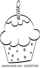 Birthday Cupcake Outline. Easy To Print Food Coloring Page. 