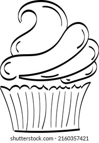 Birthday Cupcake Outline. Easy to print food coloring page. 