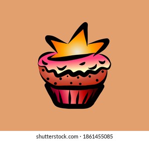 Birthday cupcake with a star vector illustration tasty food icon
