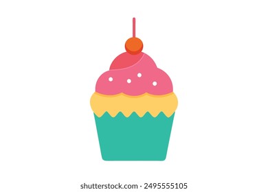 Birthday cupcake vector art illustration 