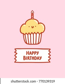 Birthday cupcake vector character card