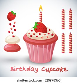 Birthday Cupcake : Vector Illustration