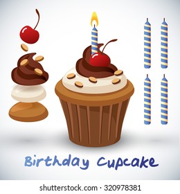 Birthday Cupcake : Vector Illustration