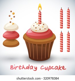 Birthday Cupcake : Vector Illustration