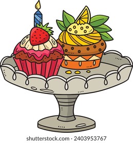 Birthday Cupcakes with Candle Cartoon Clipart 