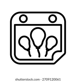 Icono de fecha de cumpleaños, Vector de línea