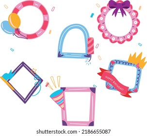 Birthday Decoration Frames Simple Collection Eps10 Stock Vector ...