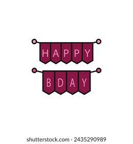 birthday decoration vector type icon