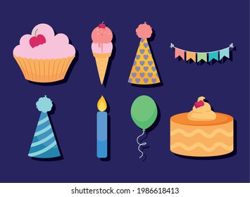 birthday decorations and food set