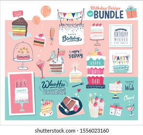 A birthday design bundle ideal to create your own birthday cards and invitations