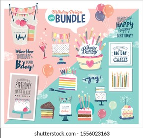 A birthday design bundle ideal to create your own birthday cards and invitations