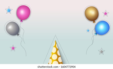 birthday design with birthday cap and balloons background