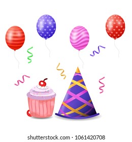 Birthday design with birthday elements and creative design vecto