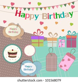 Birthday design elements for scrapbook