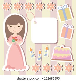 Birthday design elements for scrapbook, Cartoon vector illustration