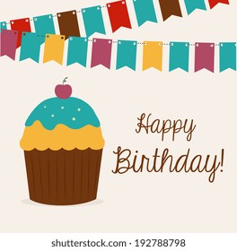Birthday design over beige background, vector illustration