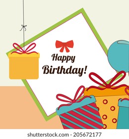 Birthday design over beige background, vector illustration