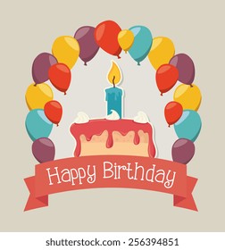 Birthday design over beige background, vector illustration.